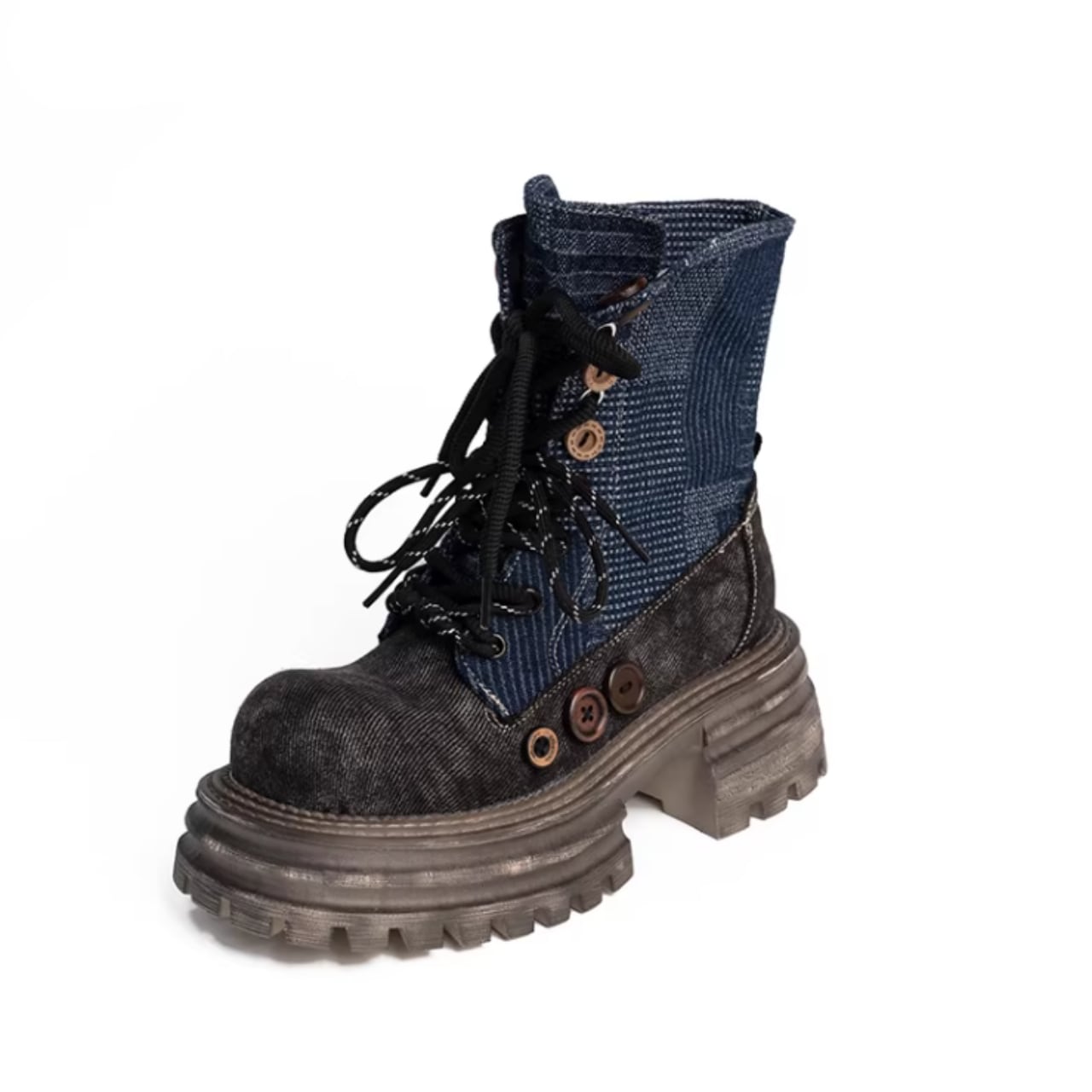 Platform denim boots D0139
