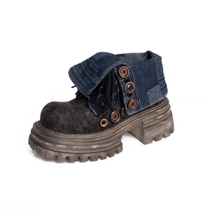 Platform denim boots D0139