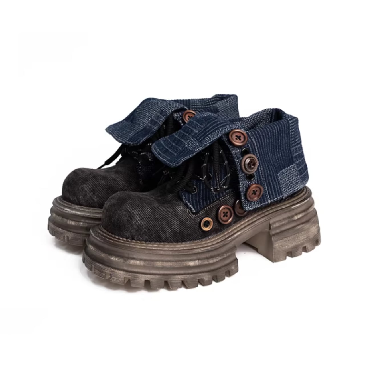 Platform denim boots D0139