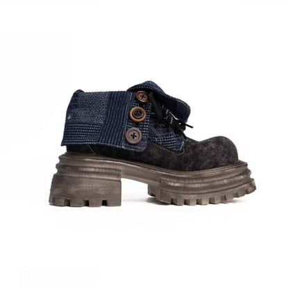 Platform denim boots D0139