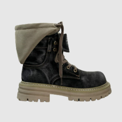 High cut denim boots D0158