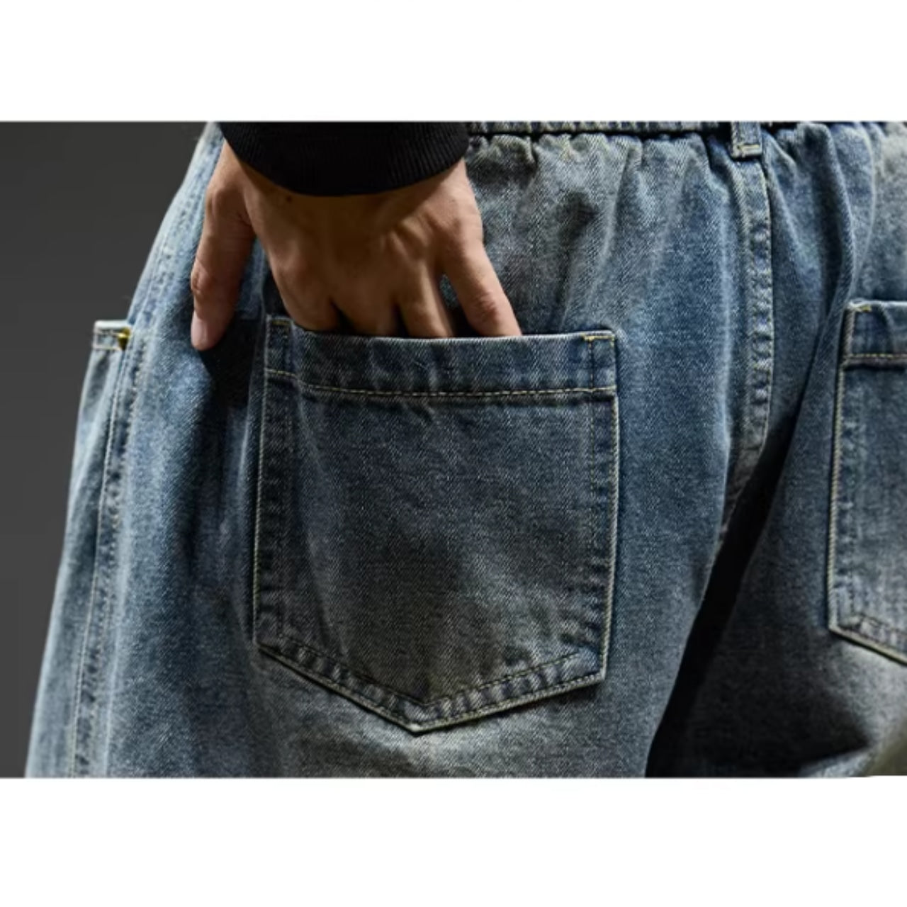 Loose straight denim pants D0151