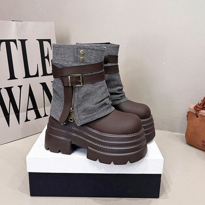 Platform midi boots D0144