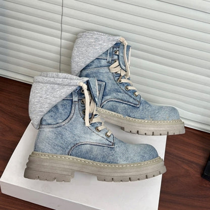 High cut denim boots D0158