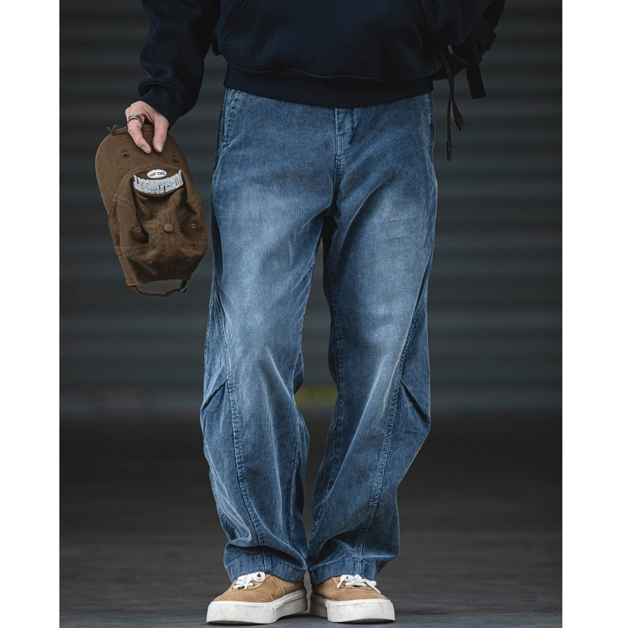 Corduroy straight pants D0152