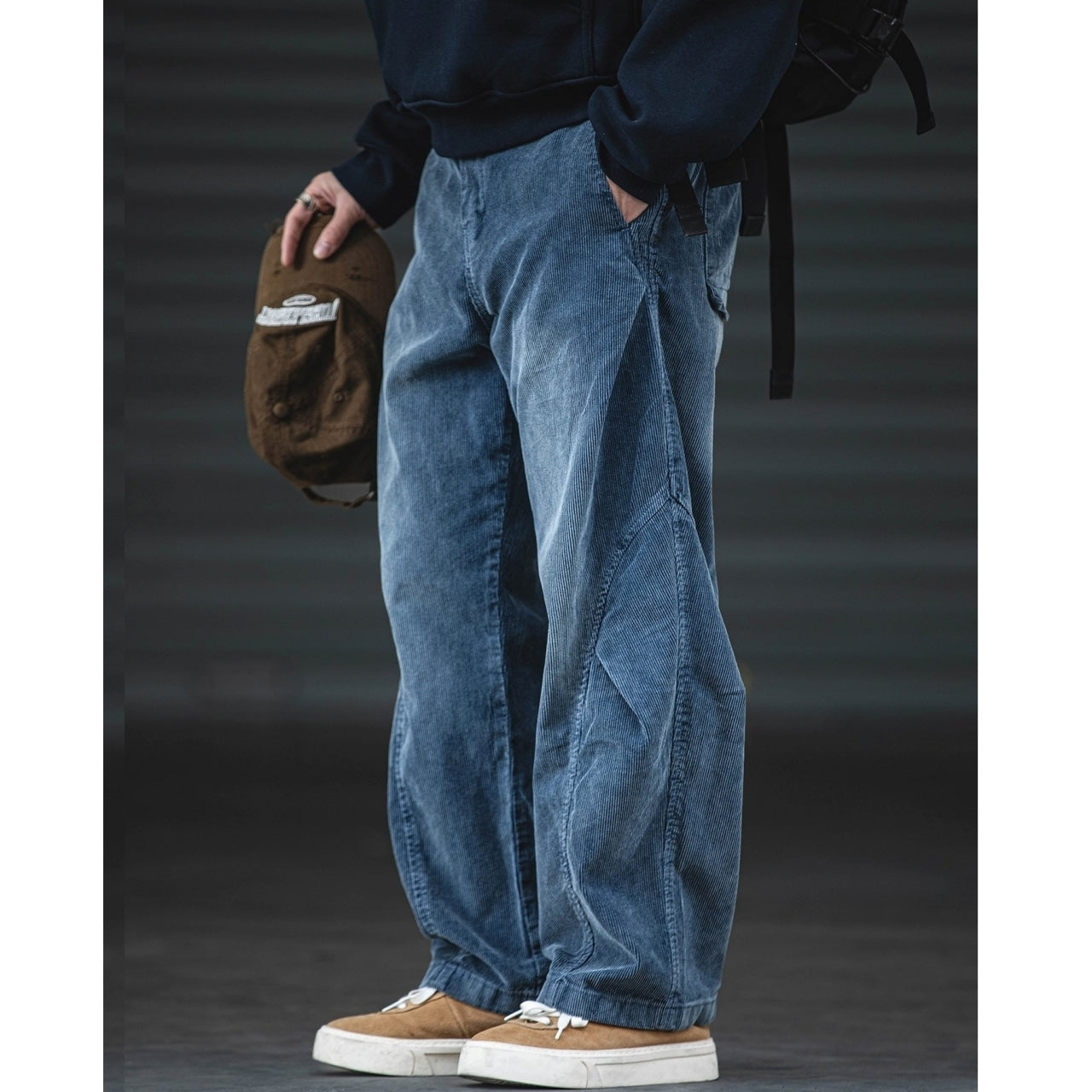 Corduroy straight pants D0152