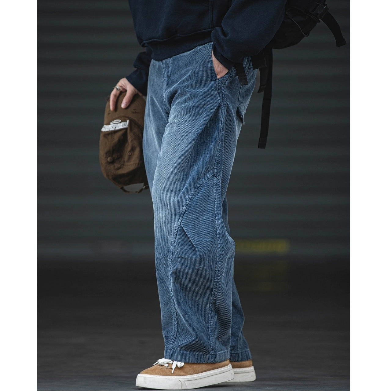 Corduroy straight pants D0152