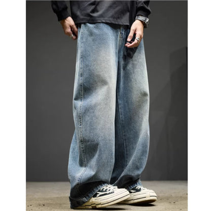 Loose straight denim pants D0151