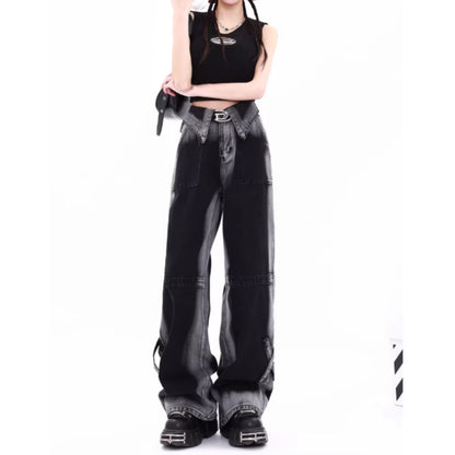 High waist wide denim jeans D0149