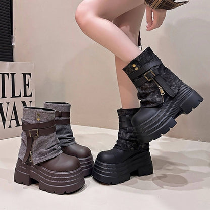 Platform midi boots D0144