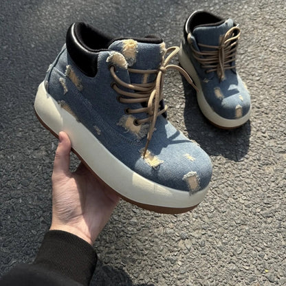 High cut denim sneakers D0140