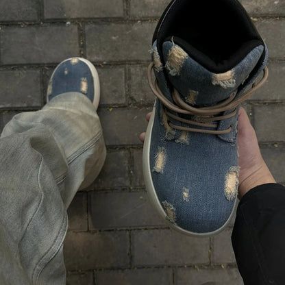 High cut denim sneakers D0140