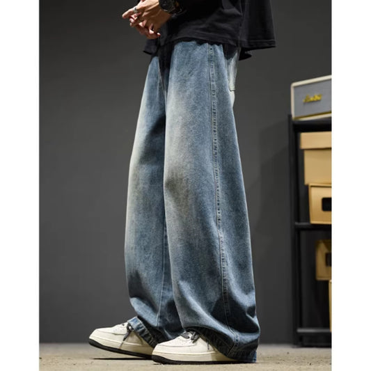 Loose straight denim pants D0151