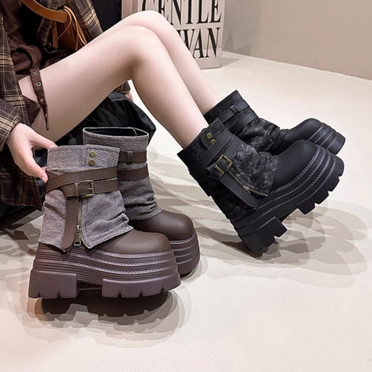 Platform midi boots D0144