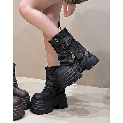Platform midi boots D0144