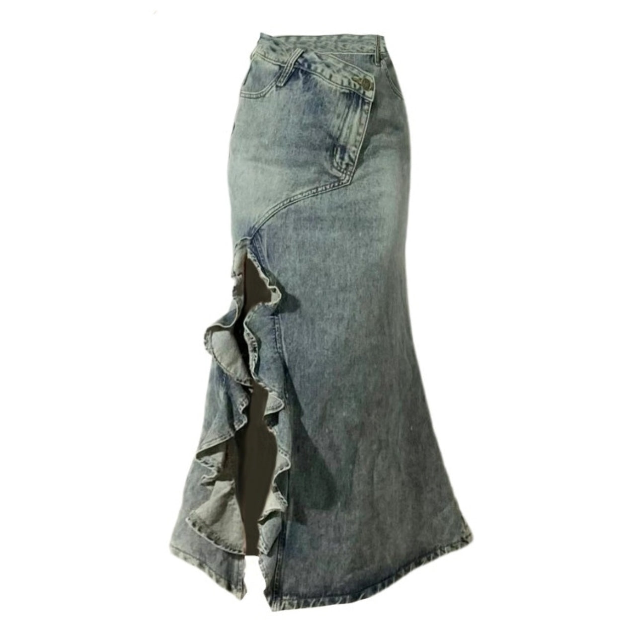 Fishtail denim skirt D0156