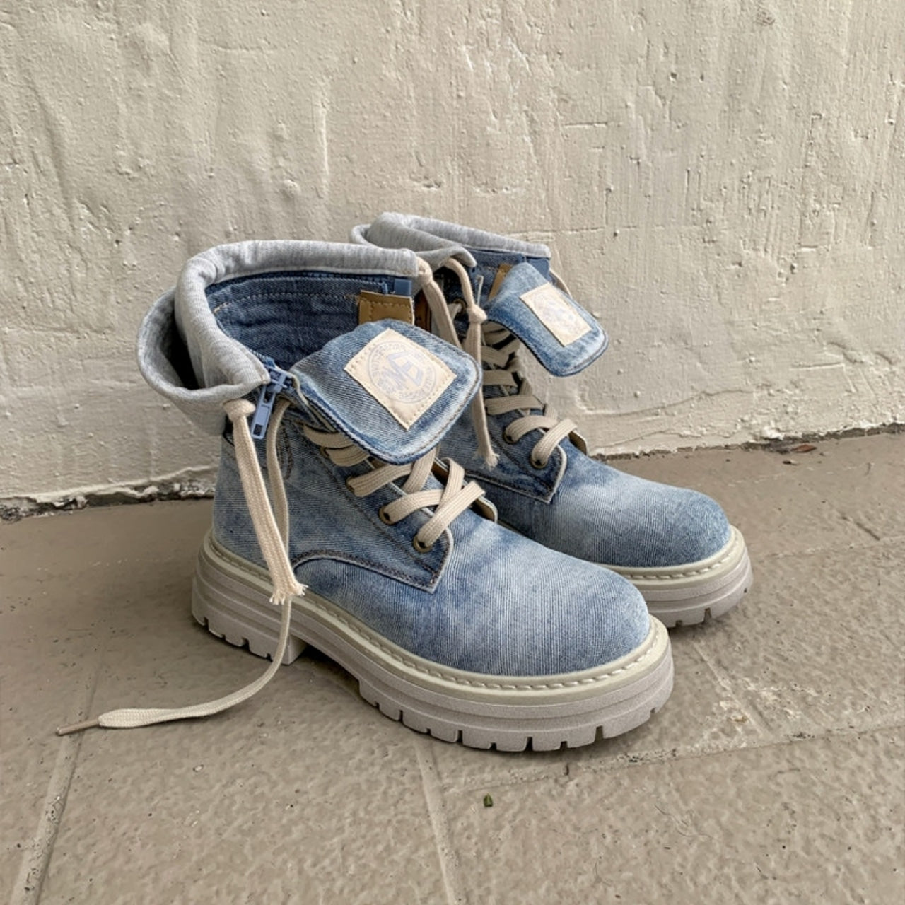 High cut denim boots D0158