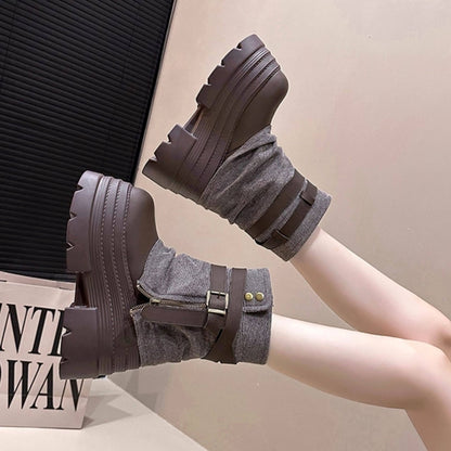 Platform midi boots D0144