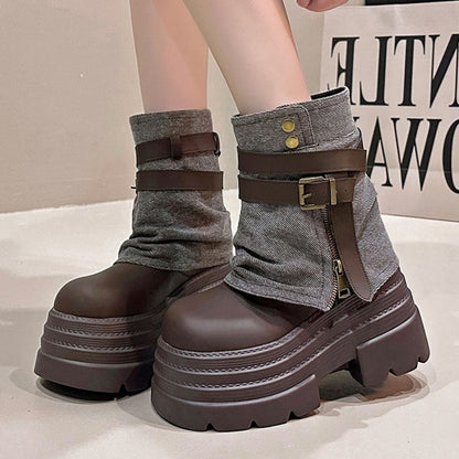 Platform midi boots D0144