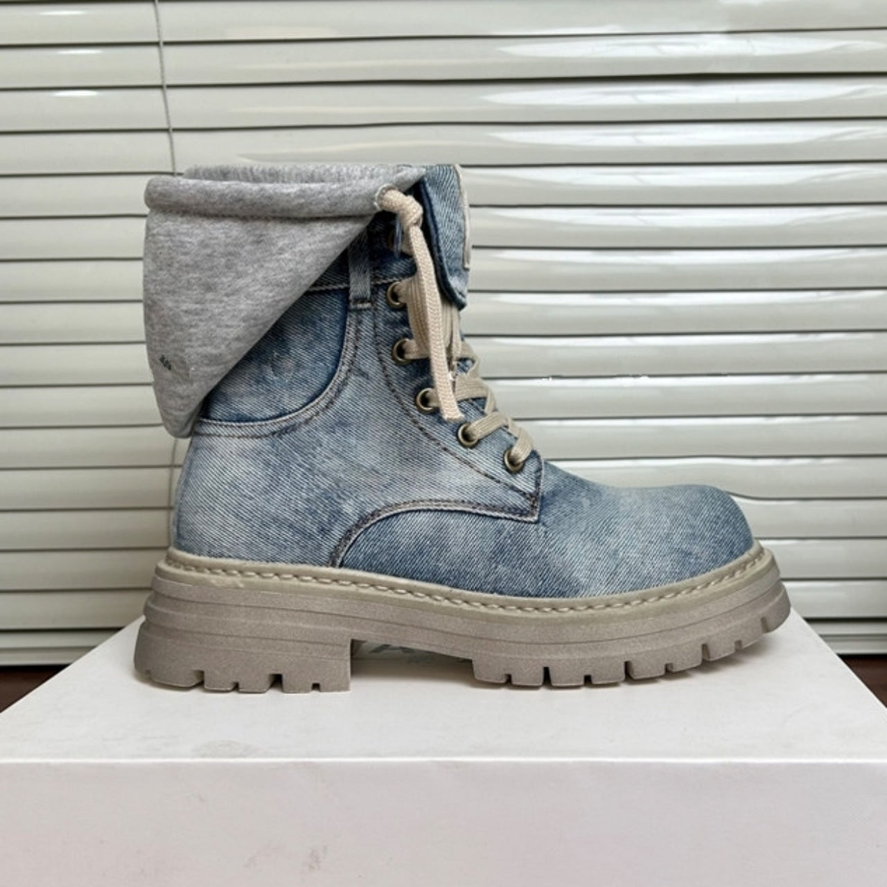 High cut denim boots D0158