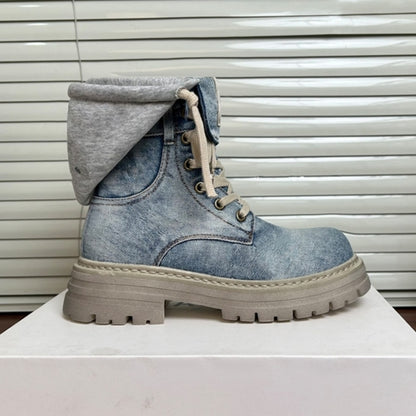 High cut denim boots D0158