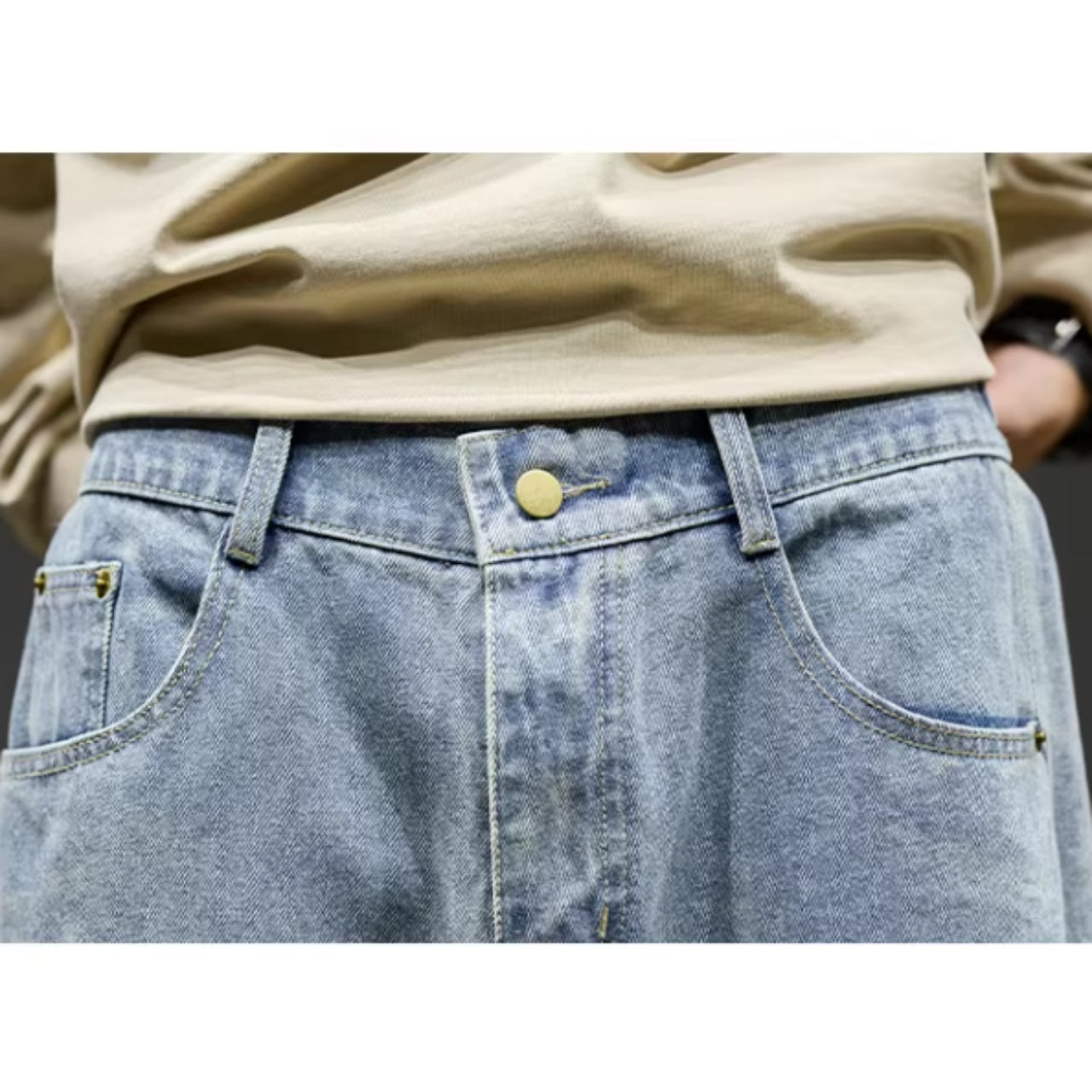 Loose straight denim pants D0151