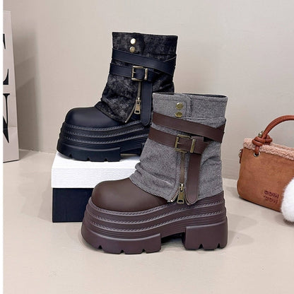Platform midi boots D0144