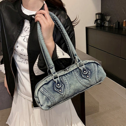 Double handle denim bag D0172