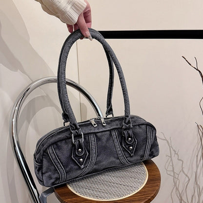 Double handle denim bag D0172