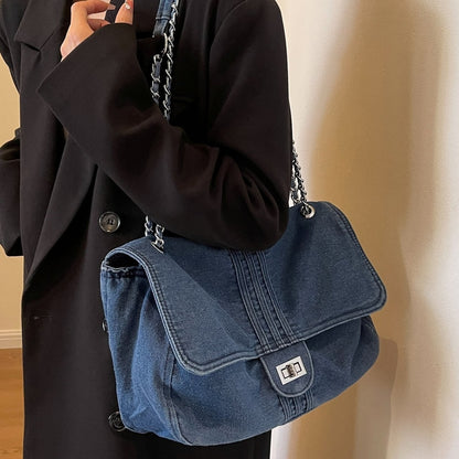 Denim chain shoulder bag D0169