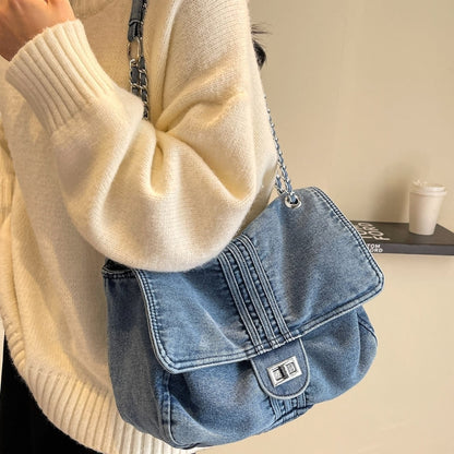 Denim chain shoulder bag D0169