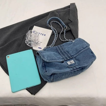 Denim chain shoulder bag D0169