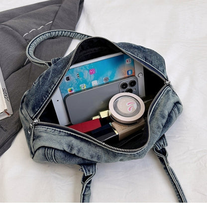 Double handle denim bag D0172