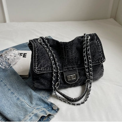 Denim chain shoulder bag D0169