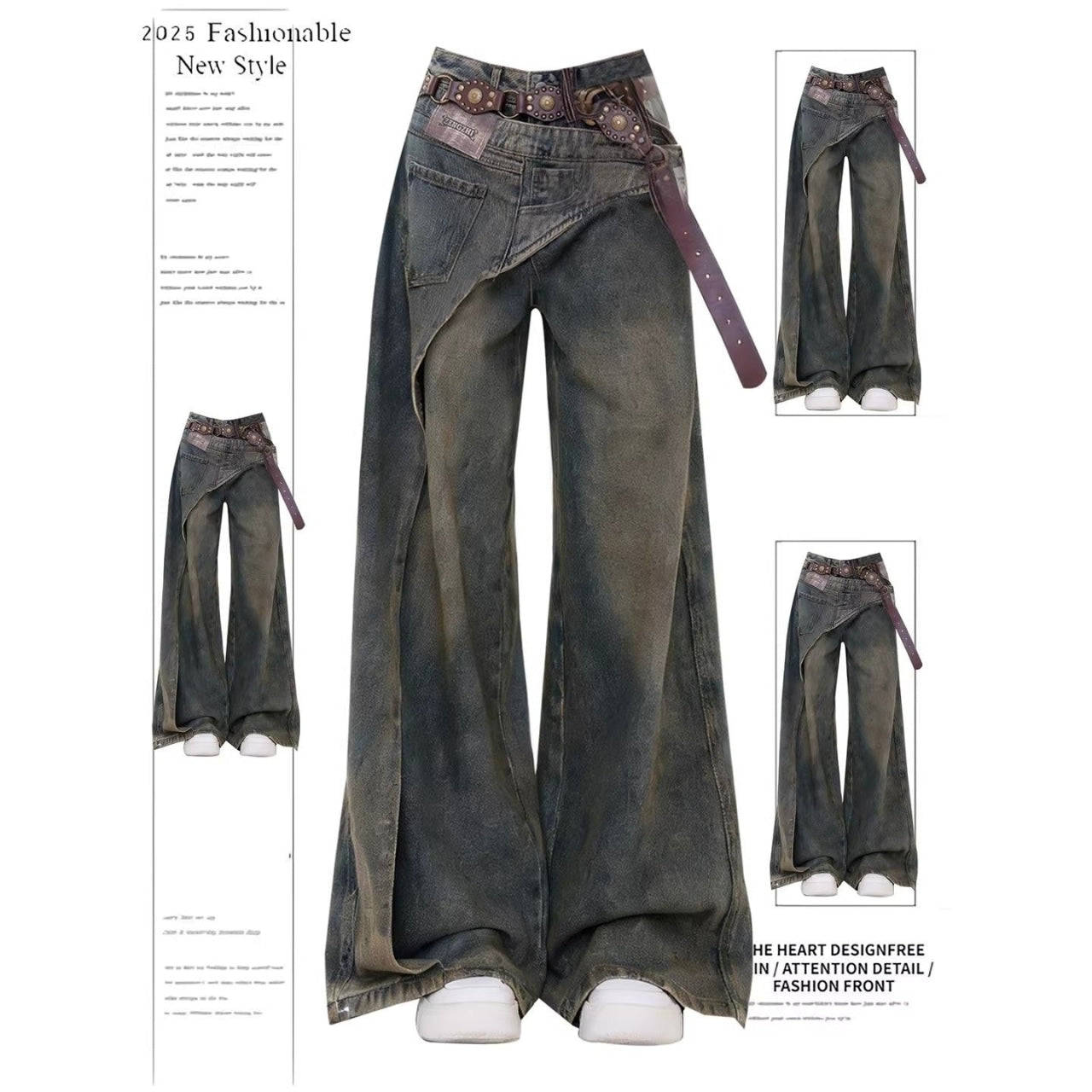 Wide leg retro denim jeans D0175