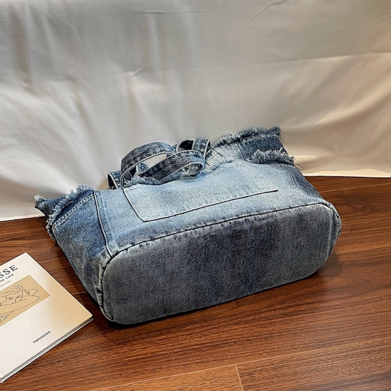 Washed denim tote bag D0170