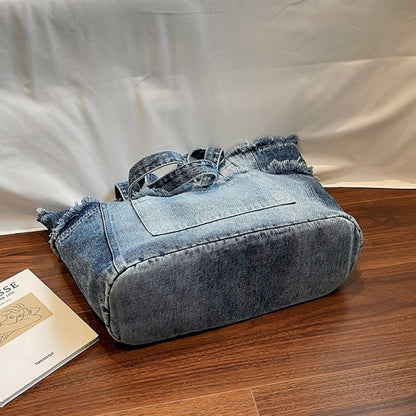 Washed denim tote bag D0170