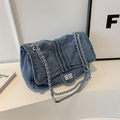 Denim chain shoulder bag D0169