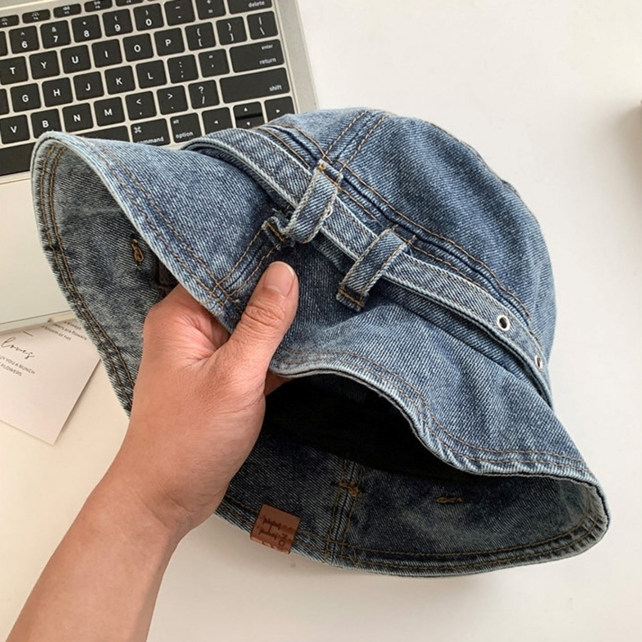 Washed denim hat D0166