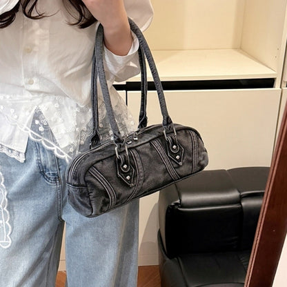 Double handle denim bag D0172