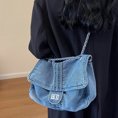 Denim chain shoulder bag D0169
