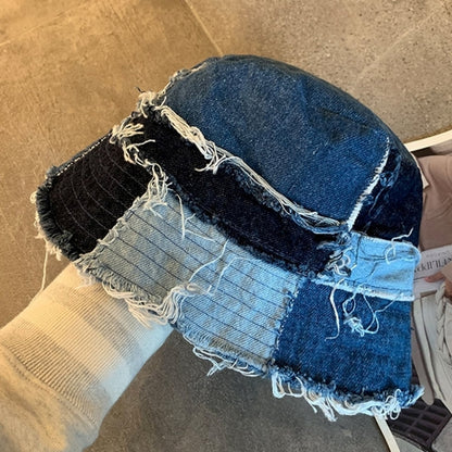 Patchwork denim bucket hat D0164