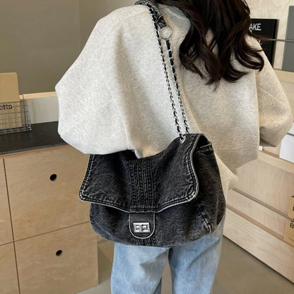 Denim chain shoulder bag D0169