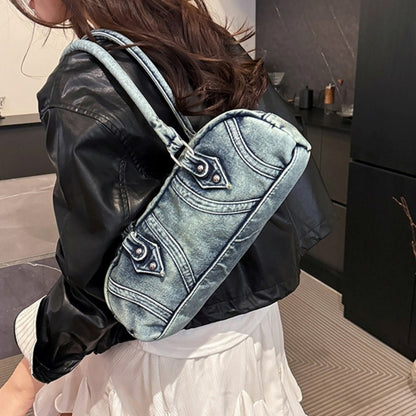 Double handle denim bag D0172