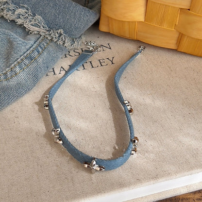 Denim choker necklace D0161