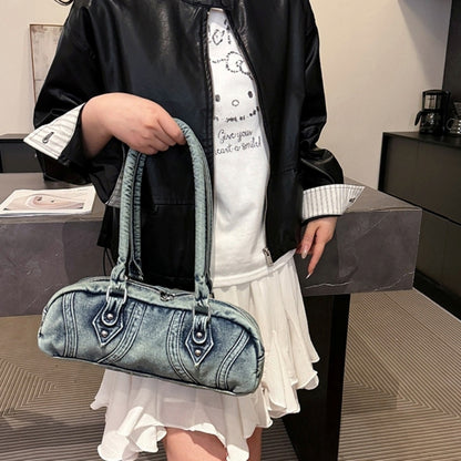 Double handle denim bag D0172