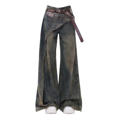 Wide leg retro denim jeans D0175