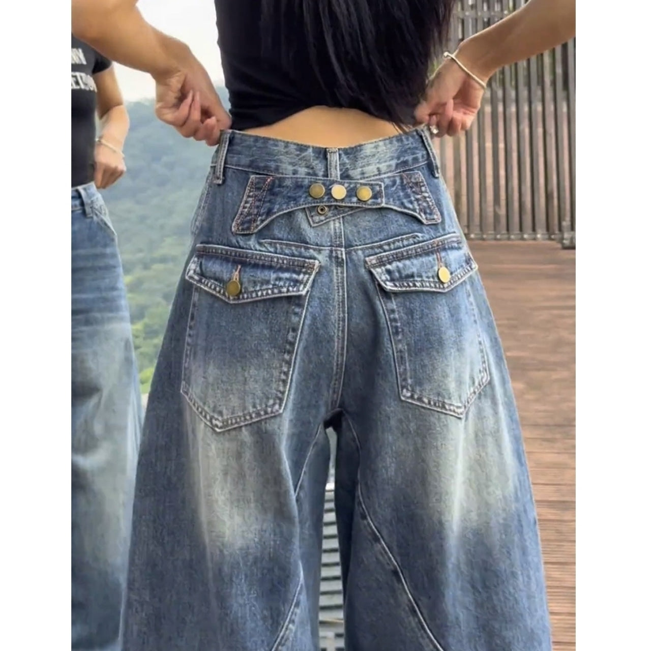 Loose straight denim jeans D0183