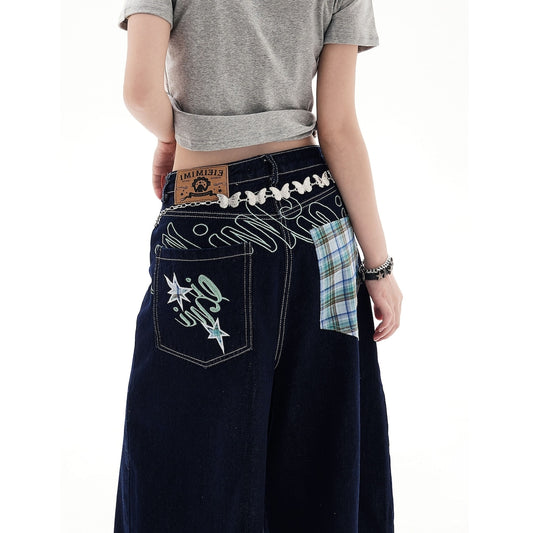 Wide leg denim capris D0195