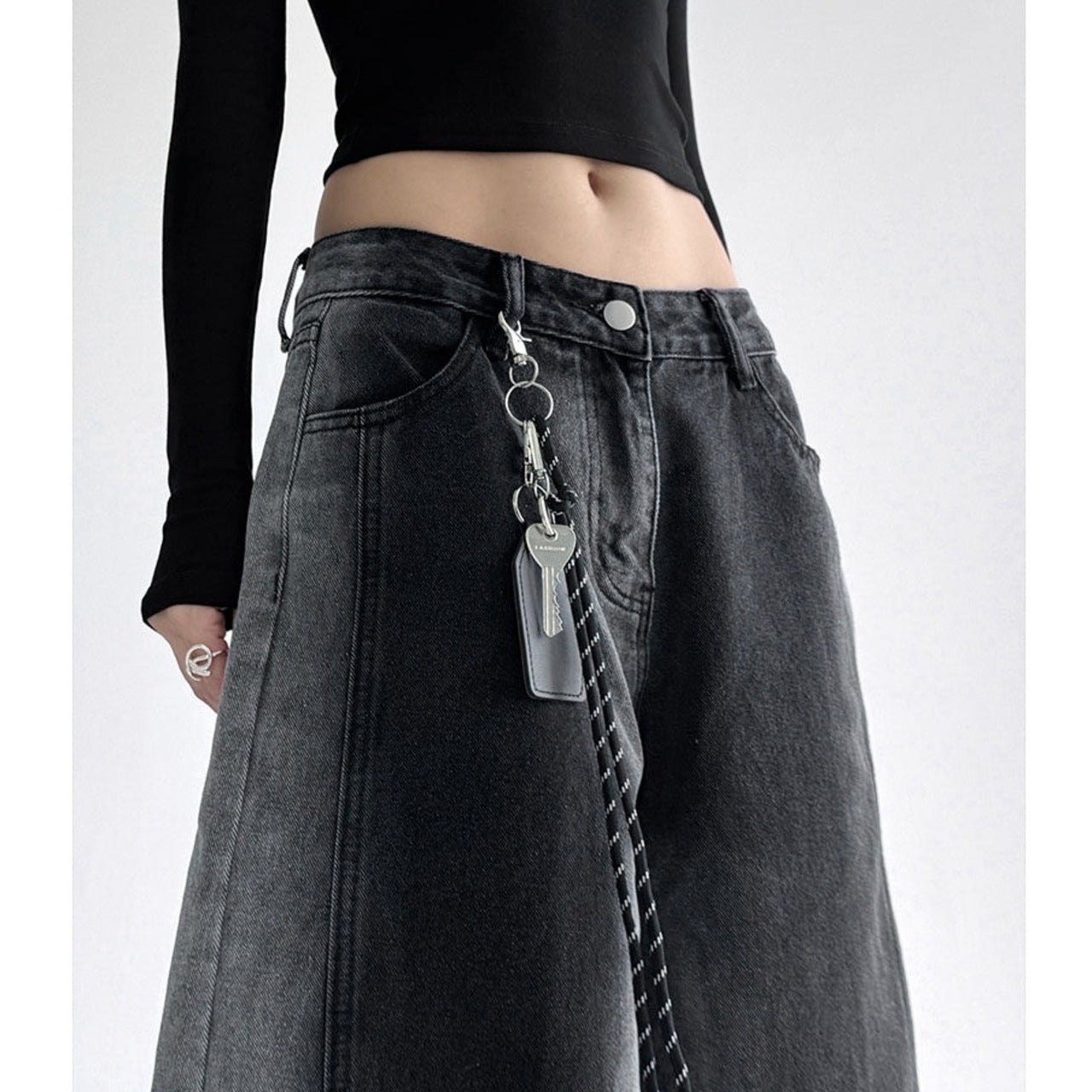 Wide leg gradient denim jeans D0192